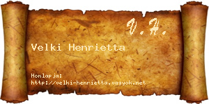 Velki Henrietta névjegykártya